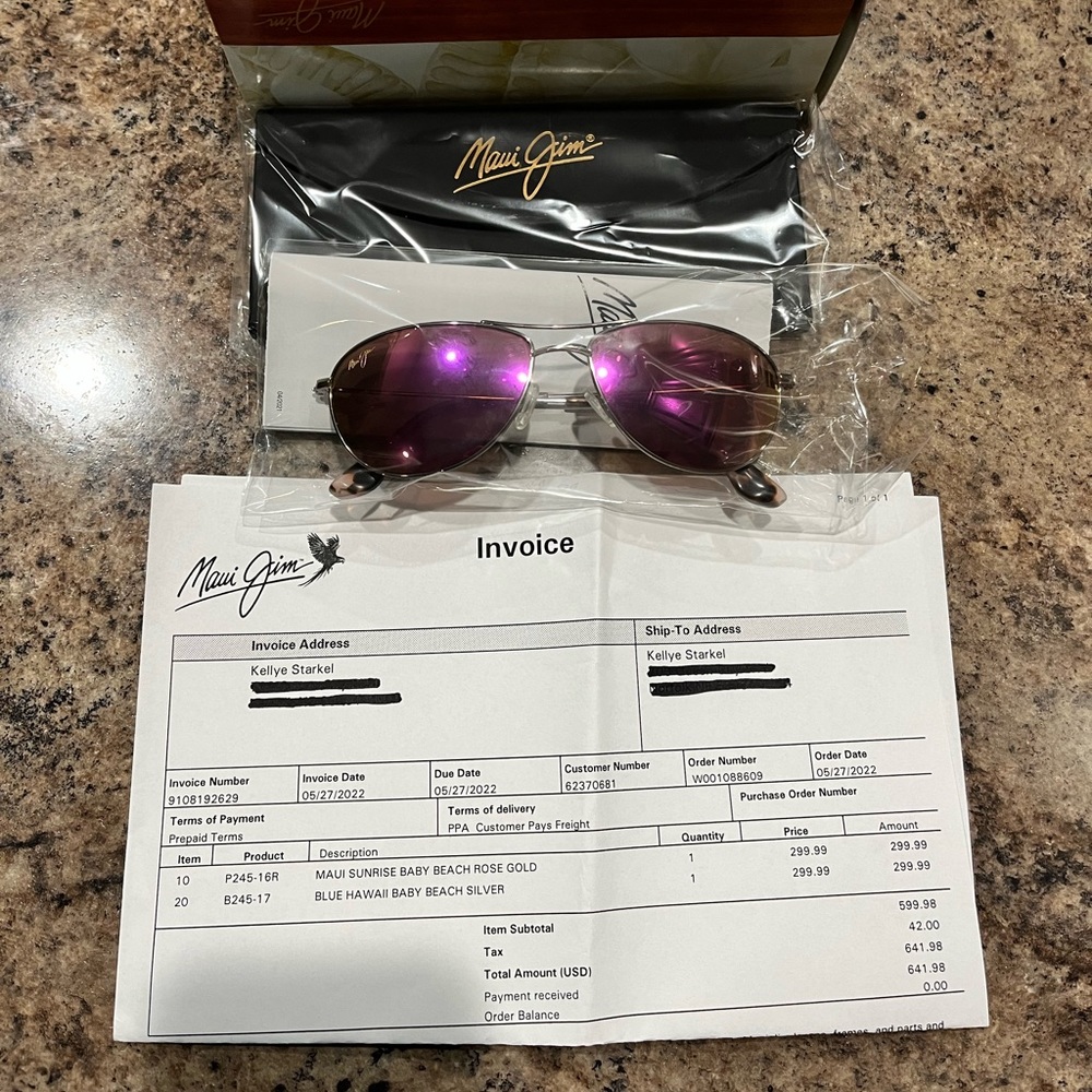 NEW! Maui Jim Baby Beach Sunglasses P245-16R 😎 🌴 Sunrise with Rose Gold Pd 321